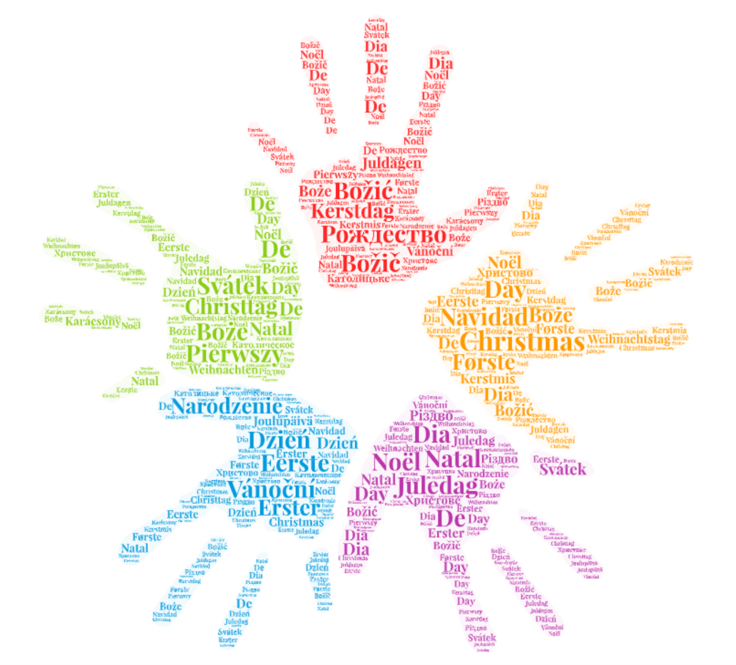 Graphmas Wordle - showing festive words for Christmas in other languages