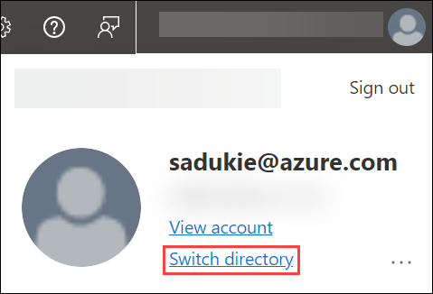 Azure Portal - Profile - Switch directory link